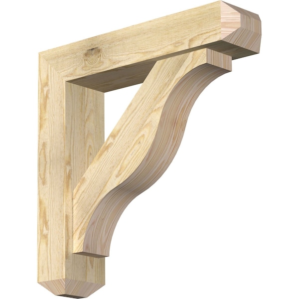 Ekena Millwork Funston Craftsman Rough Sawn Bracket w/ Offset Brace, Douglas Fir, 6"W x 26"D x 26"H BKT0604X26X26FST04RDF - main